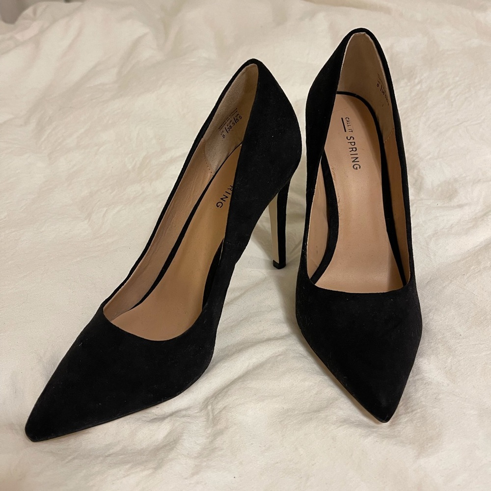 Call It Spring Black Suede Heels
